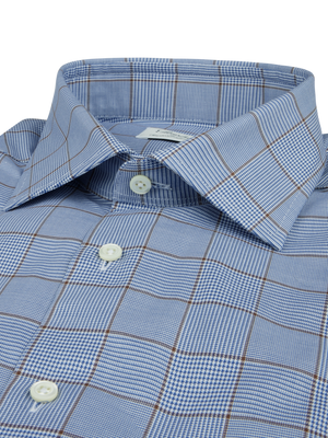 Stenstroms - Blue Checked Twill Shirt - Fitted Body