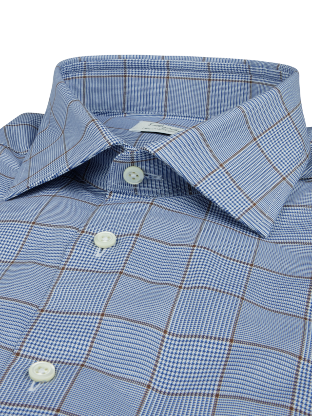 Stenstroms - Blue Checked Twill Shirt - Fitted Body