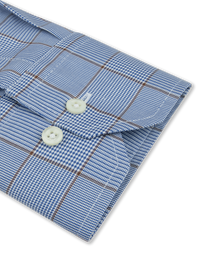 Stenstroms - Blue Checked Twill Shirt - Fitted Body