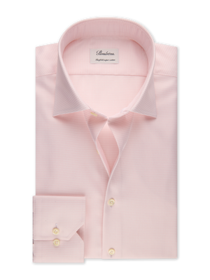 Stenstroms - Light Pink Checked Twill Shirt - Fitted Body