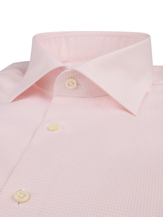 Stenstroms - Light Pink Checked Twill Shirt - Fitted Body