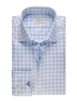 Stenstroms - Light Blue Checked Twill - Fitted Body