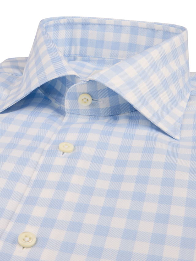 Stenstroms - Light Blue Checked Twill - Fitted Body