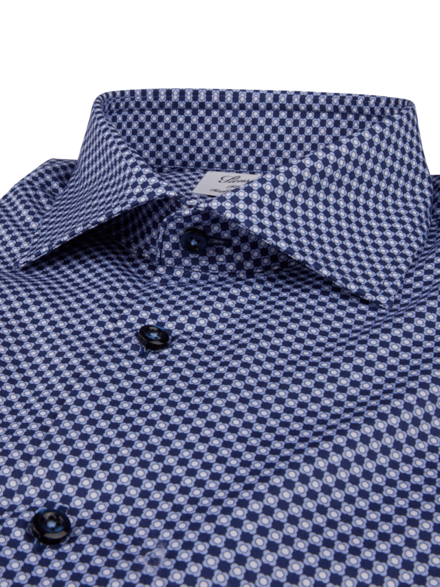 Stenstroms - Blue Patterned Twill Shirt - 6127518826171