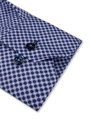 Stenstroms - Blue Patterned Twill Shirt - 6127518826171