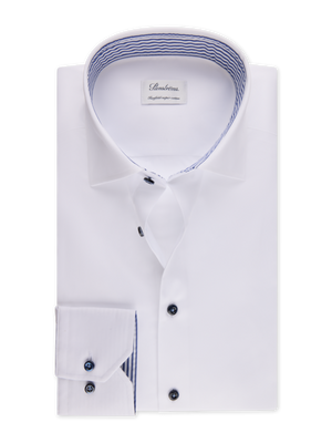 Stenstroms - White Contrast Twill Shirt - Fitted Body