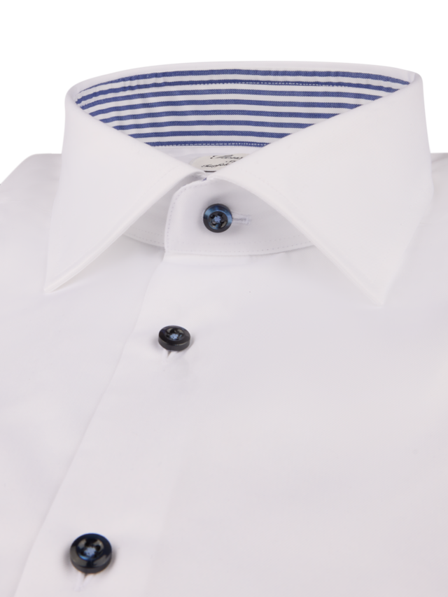 Stenstroms - White Contrast Twill Shirt - Fitted Body