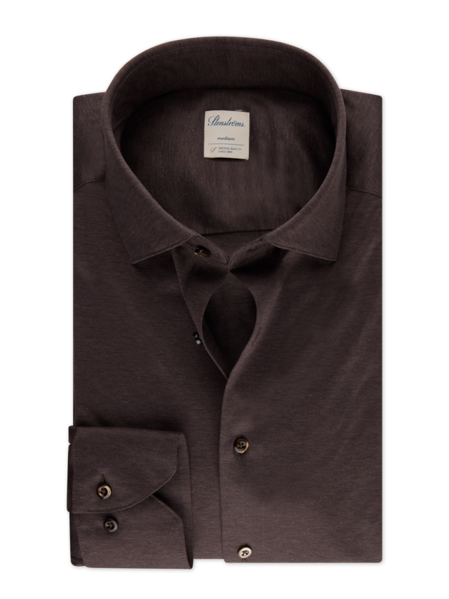 Stenstroms - Brown Jersey Shirt - Slimline