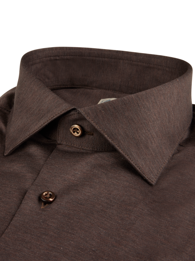 Stenstroms - Brown Jersey Shirt - Slimline