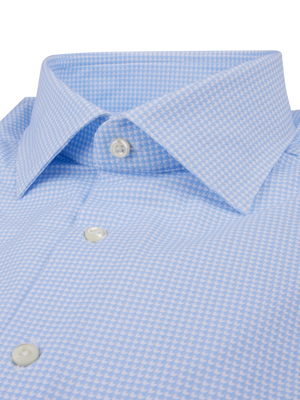 Stenstroms - Blue Checked Jersey Shirt - Slimline