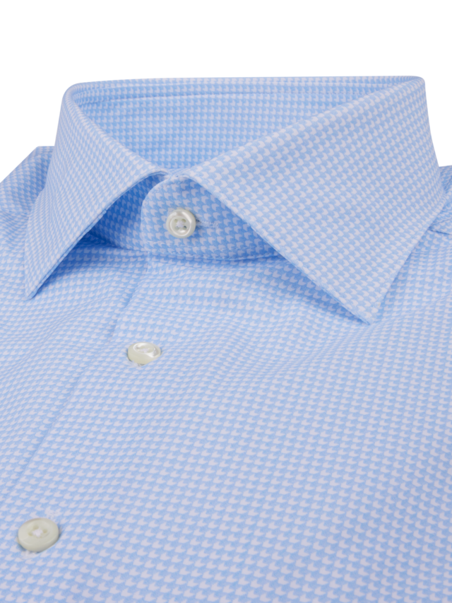 Stenstroms - Blue Checked Jersey Shirt - Slimline