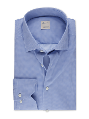 Stenstroms - Blue Micro Patterned Jersey Shirt - Slimline