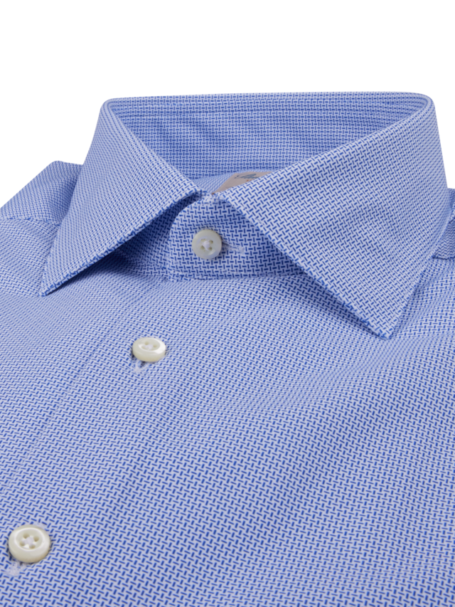 Stenstroms - Blue Micro Patterned Jersey Shirt - Slimline