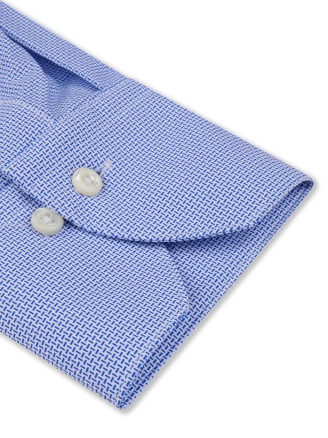 Stenstroms - Blue Micro Patterned Jersey Shirt - Slimline