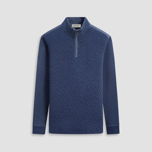 Bugatchi - Diamond Quilted Quarter Zip Pullover - Navy