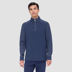 Bugatchi - Diamond Quilted Quarter Zip Pullover - Navy