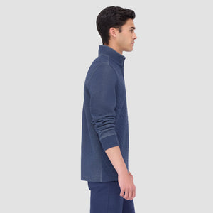 Bugatchi - Diamond Quilted Quarter Zip Pullover - Navy