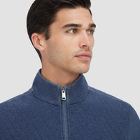 Bugatchi - Diamond Quilted Quarter Zip Pullover - Navy