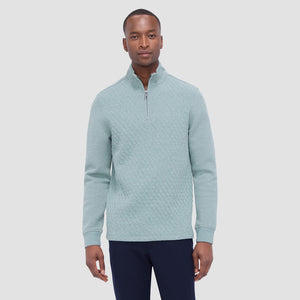 Bugatchi - Diamond Quilted Quarter Zip Pullover - Sage