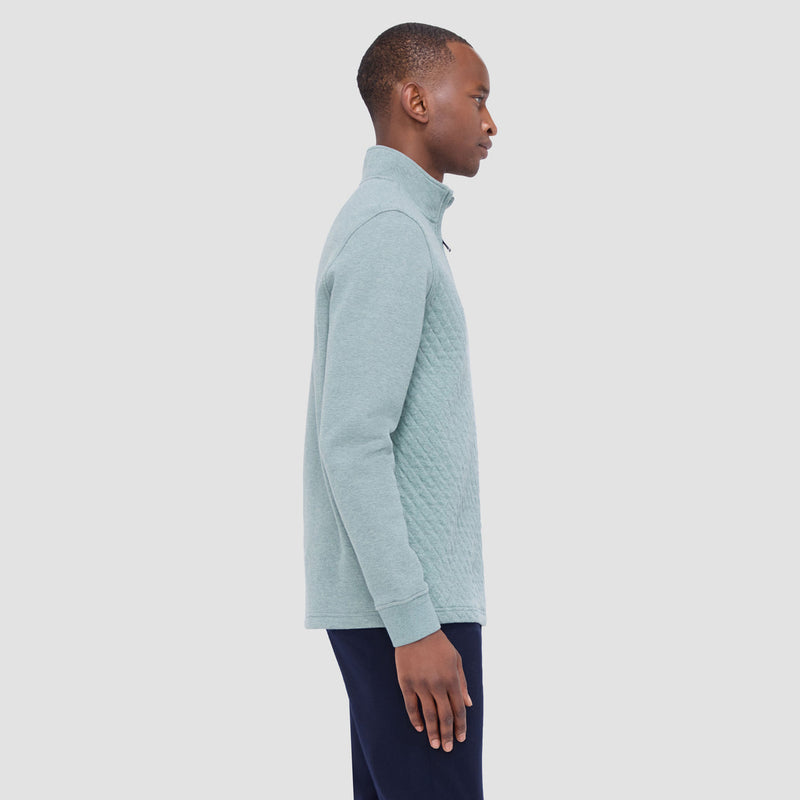 Bugatchi - Diamond Quilted Quarter Zip Pullover - Sage