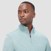 Bugatchi - Diamond Quilted Quarter Zip Pullover - Sage