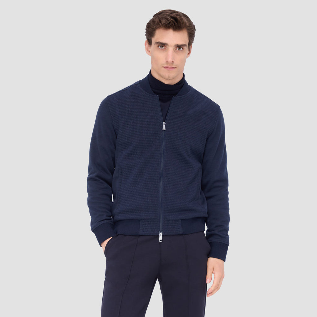 Bugatchi - Full Zip Long Sleeve Sweater - Navy