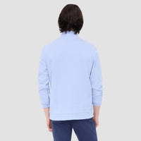 Bugatchi - Reversible Pique/Fishermen Knit Quarter Zip Pullover - Air Blue