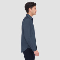 Bugatchi -  8 Way Stretch - Jimmy Double Sided Herringbone/Check OoohCotton® Shirt - Navy