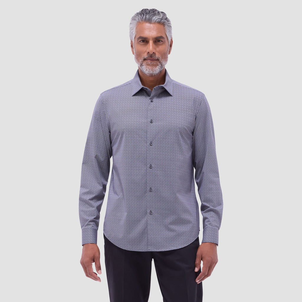 Bugatchi Men's Long Sleeve Dress Shirt – OoohCotton® Basketweave Print