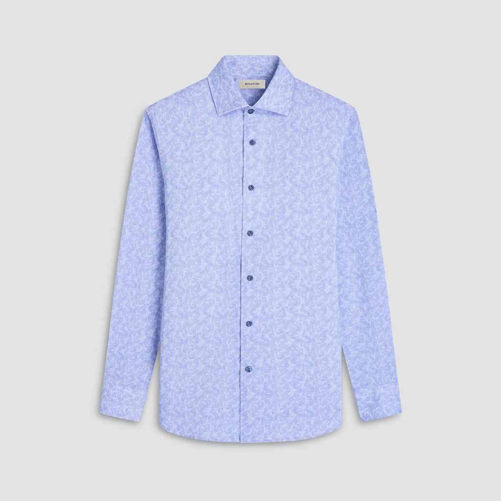 Bugatchi Men's Long Sleeve Dress Shirt – Floral Air Blue OoohCotton®