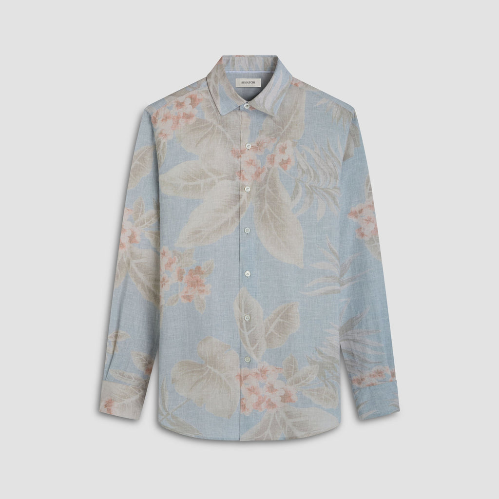 Bugatchi Men's Long Sleeve Dress Shirt – Julian Floral Shirt Salt