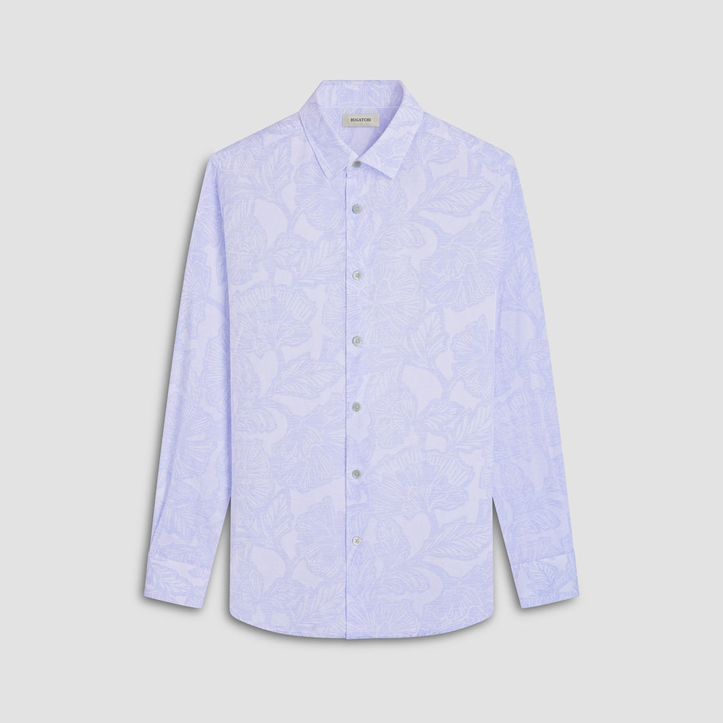 Bugatchi Men's Long Sleeve Dress Shirt – Julian Floral Shirt Air Blue