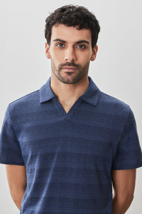 Robert Barakett - Duval Open Collar Polo - Navy - SS25