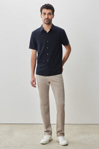 Robert Barakett - Manny Knit Short Sleeve Seersucker - Navy -SS25