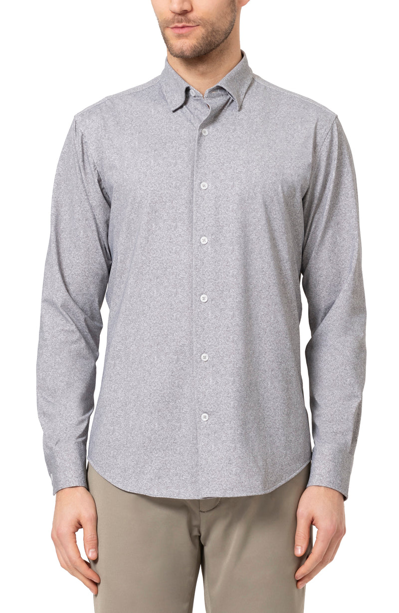 34 Heritage -  Dress Shirt - Herringbone Grey Melange